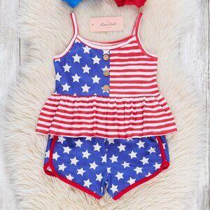 Marie Nicole American Flag Peplum Outfit (2XS) 12-18m